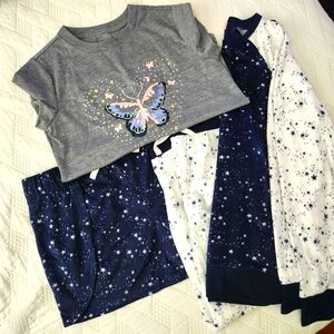 Kids 4 Piece Starry Night Pajama Set - Gray and Blue Size 7/8 NWOT